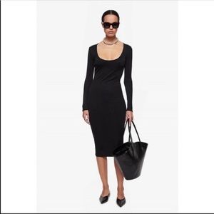Anine Bing Montana Ribbed Midi Dress In Black